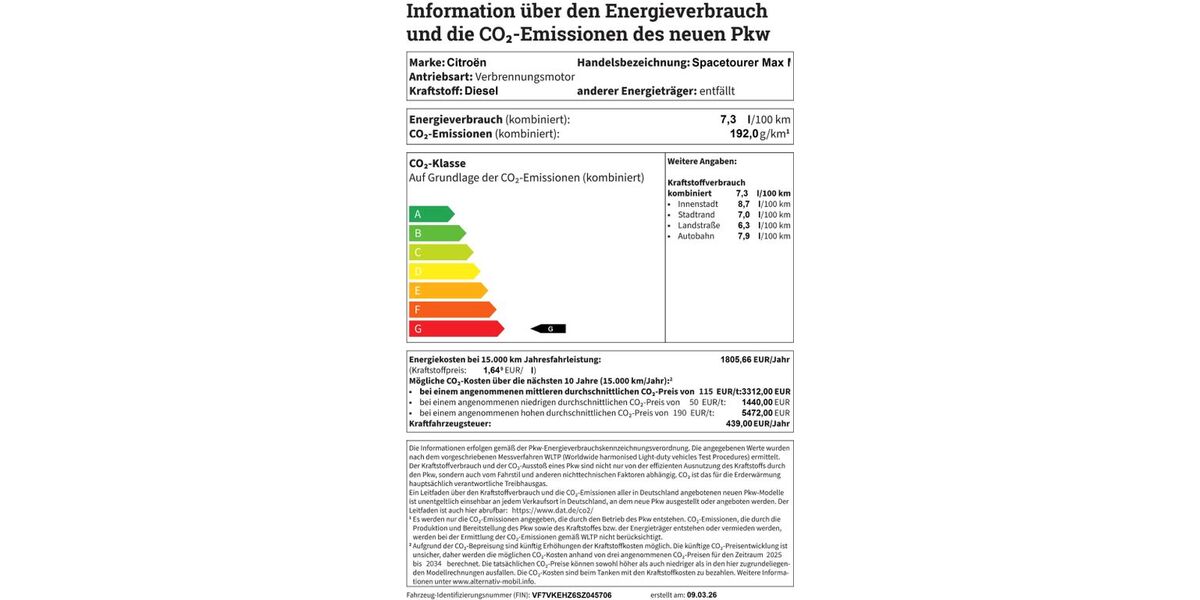 Citroen SpaceTourer 9.621 km 48.680 &euro; Helmstedt 38350